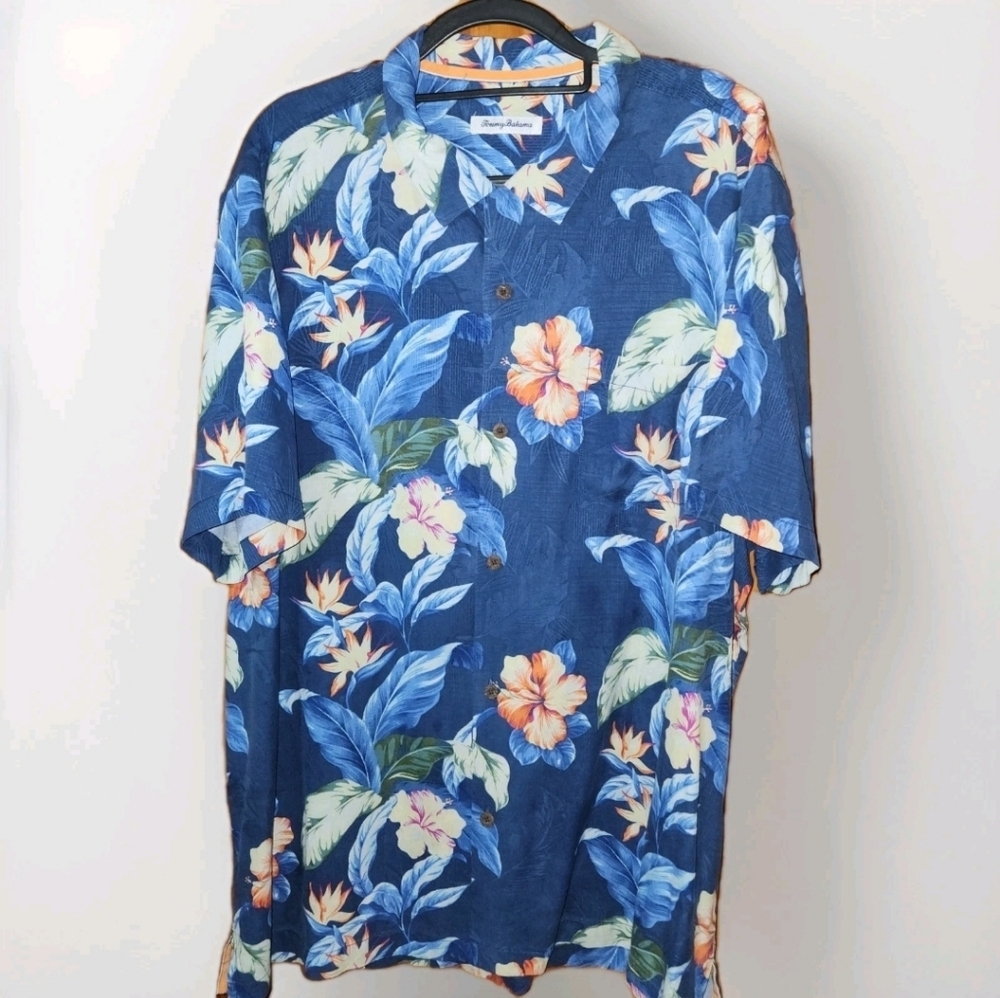 Tommy Bahama aop floral Hawaiian 100% silk shirt | Size XXL
